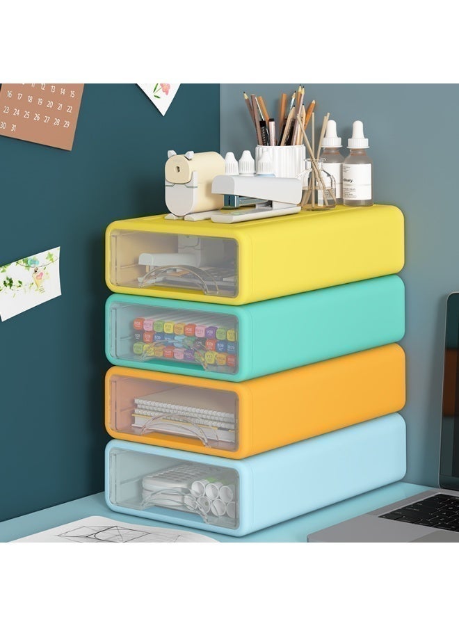 Bukela Desk Organizer with Drawers, Stackable Storage Drawers with Compartments Desktop Organization for Office Supplies, Makeup, Pencils, Tape, Erasers, Paperclips, Chargers (4 Pack) - Image 2